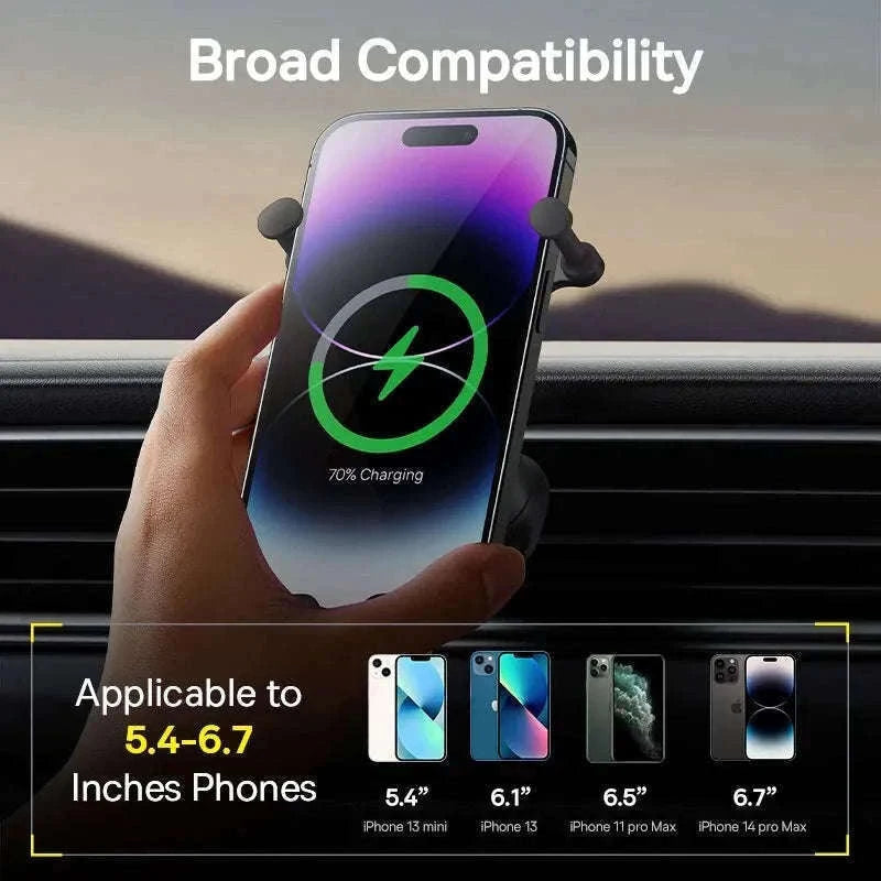 Gravity Car Phone Holder Air Vent Mount with Auto Clamp Grip-Black