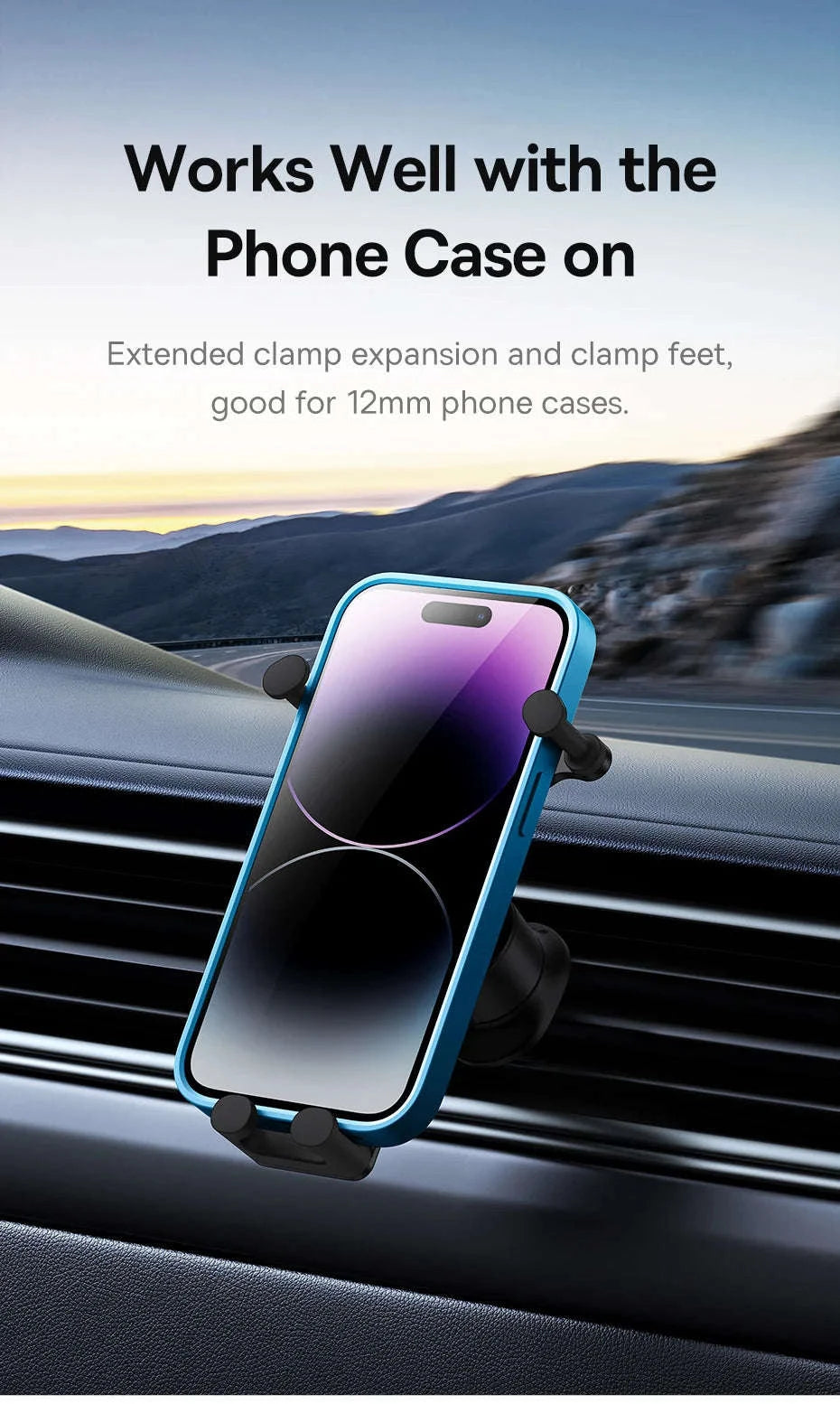 Gravity Car Phone Holder Air Vent Mount with Auto Clamp Grip-Black