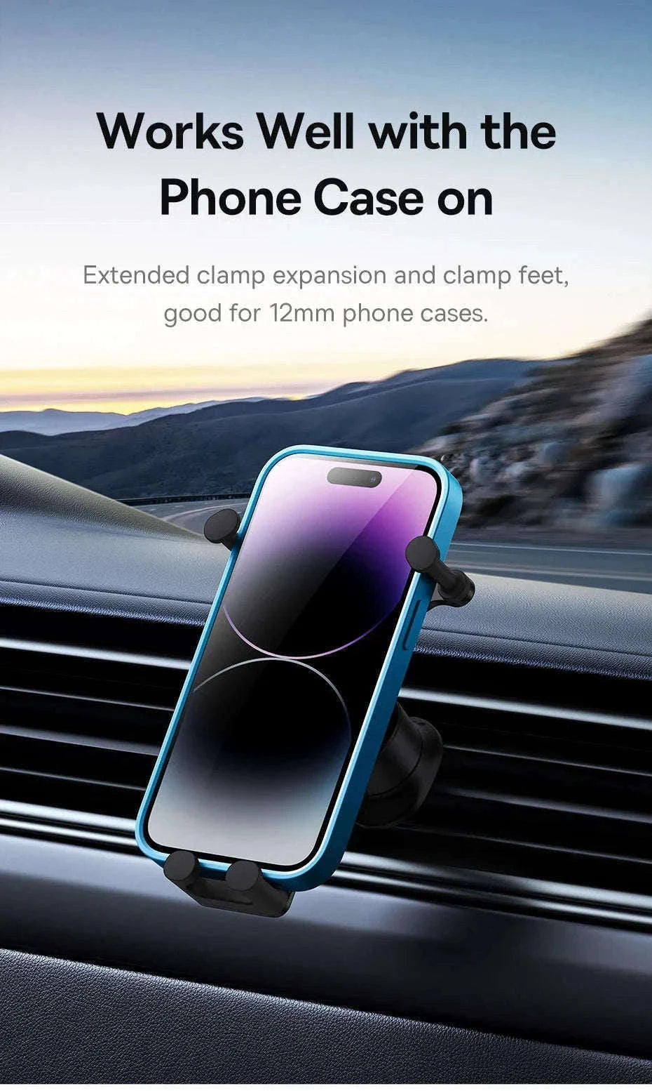 Gravity Car Phone Holder Air Vent Mount with Auto Clamp Grip-Black