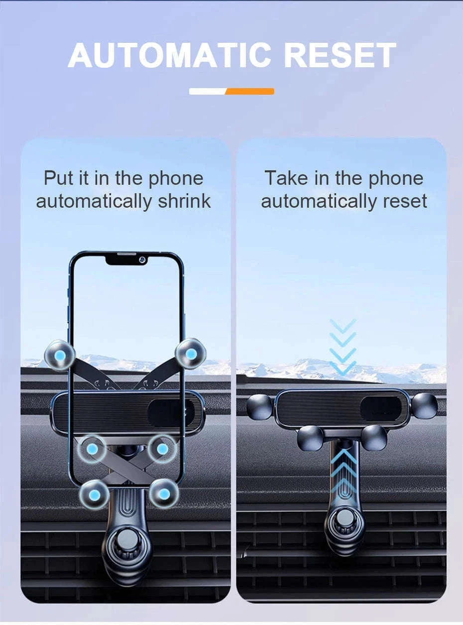 Gravity Car Phone Holder Air Vent Telescopic 360-Degree Mount-Short