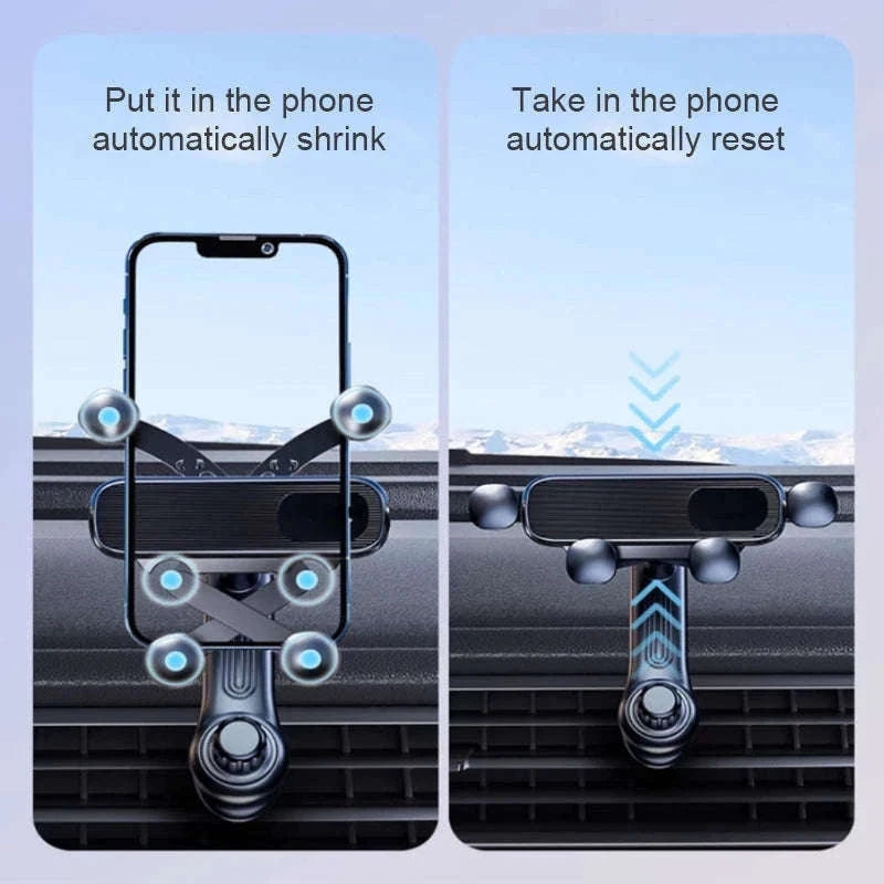 Gravity Car Phone Holder Air Vent Telescopic 360-Degree Mount-Short