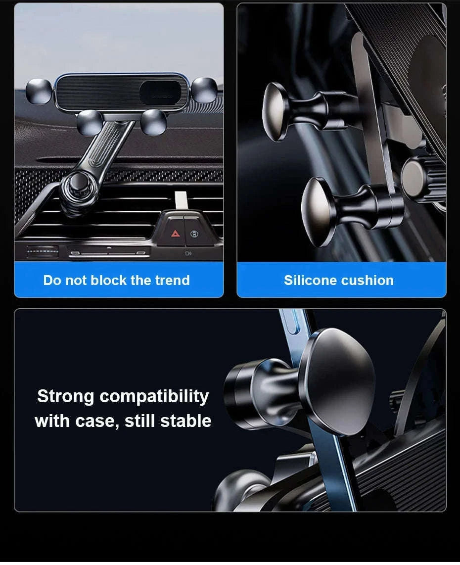 Gravity Car Phone Holder Air Vent Telescopic 360-Degree Mount-Short
