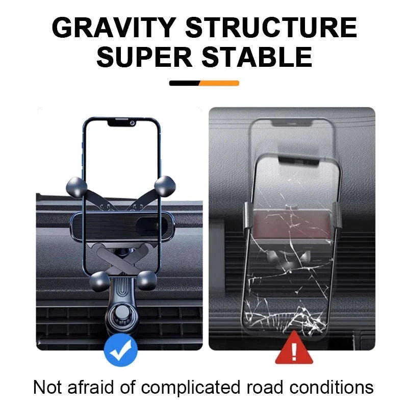 Gravity Car Phone Holder Air Vent Telescopic 360-Degree Mount-Short