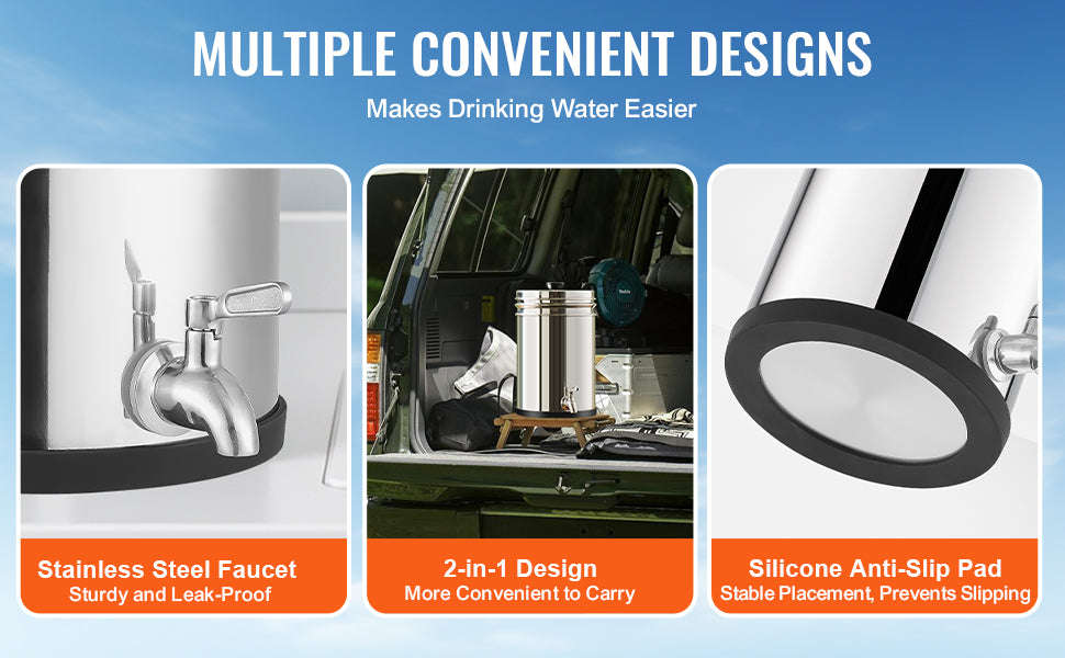 Gravity-Fed Stainless Steel Water Filter System with 2 Carbon Filters-2.25 gallon / france