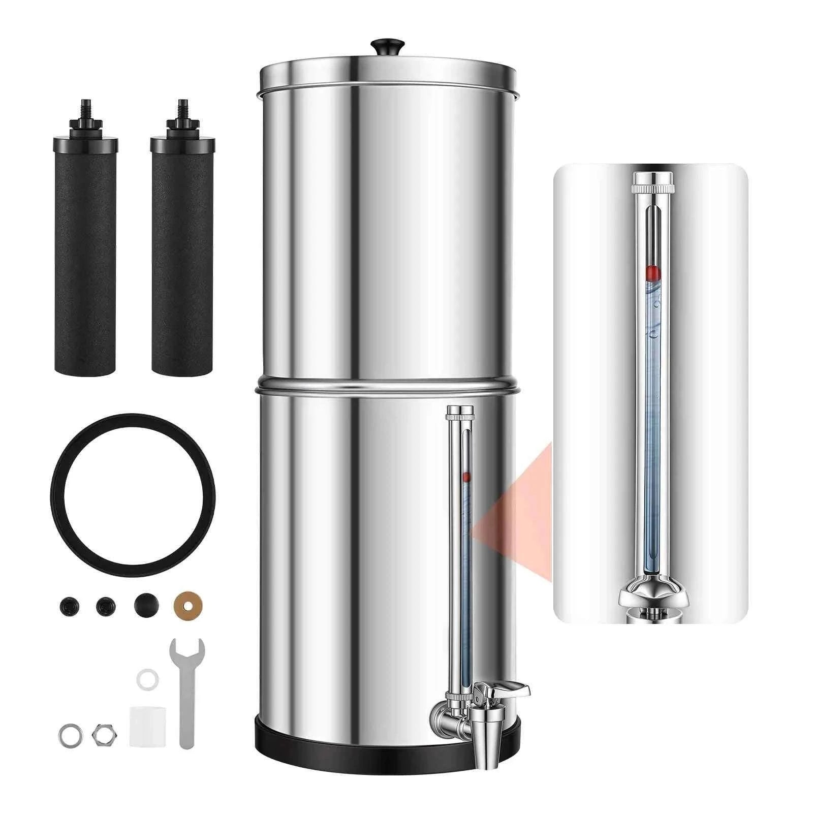 Gravity-Fed Water Filter System with 2 Carbon Filters-3gal / United States