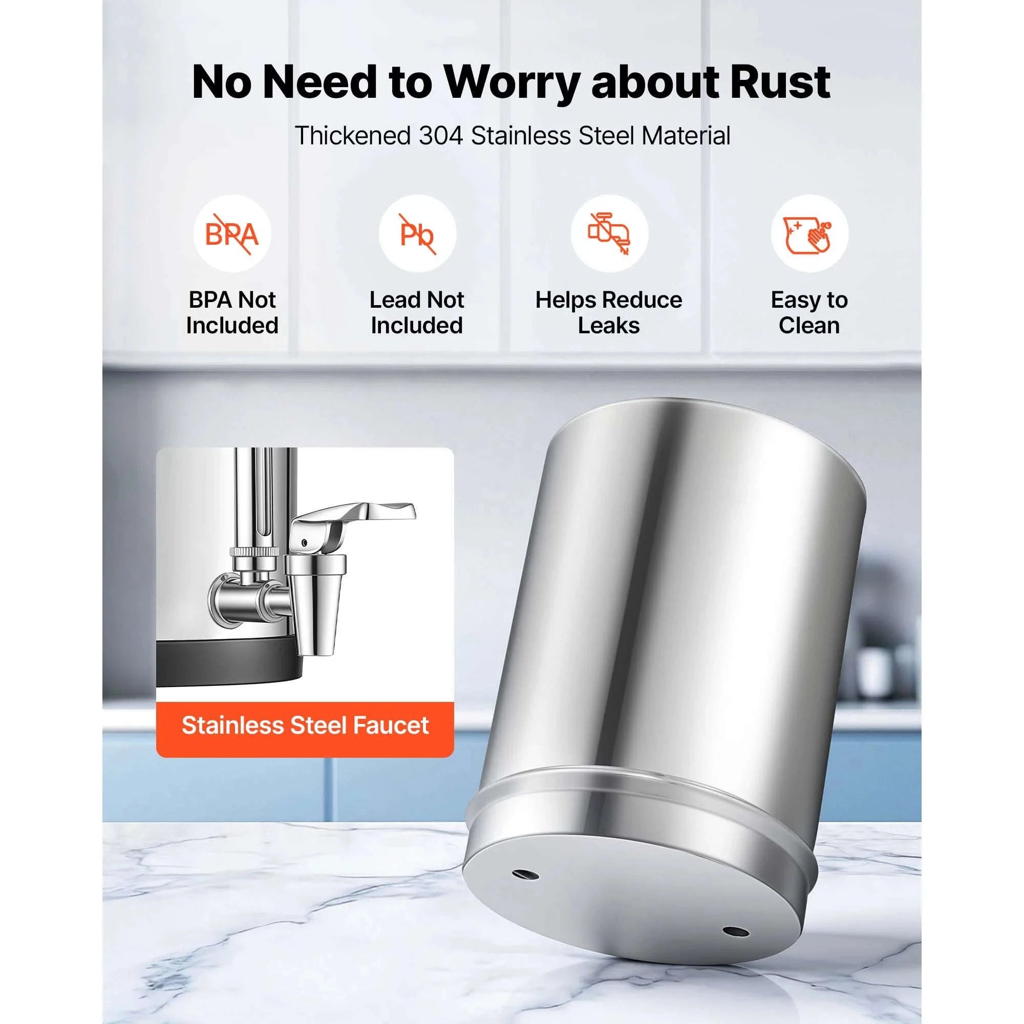 Gravity-Fed Water Filter System with 2 Carbon Filters-3gal / United States