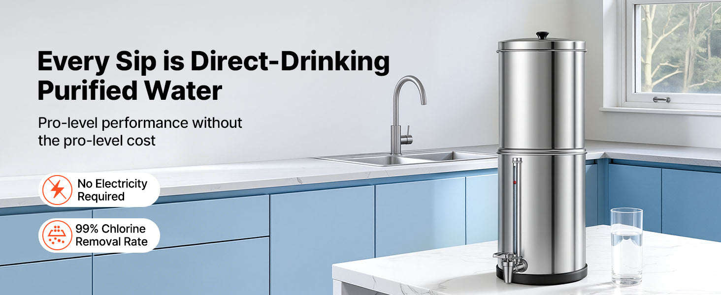 Gravity-Fed Water Filter System with 2 Carbon Filters-3gal / United States
