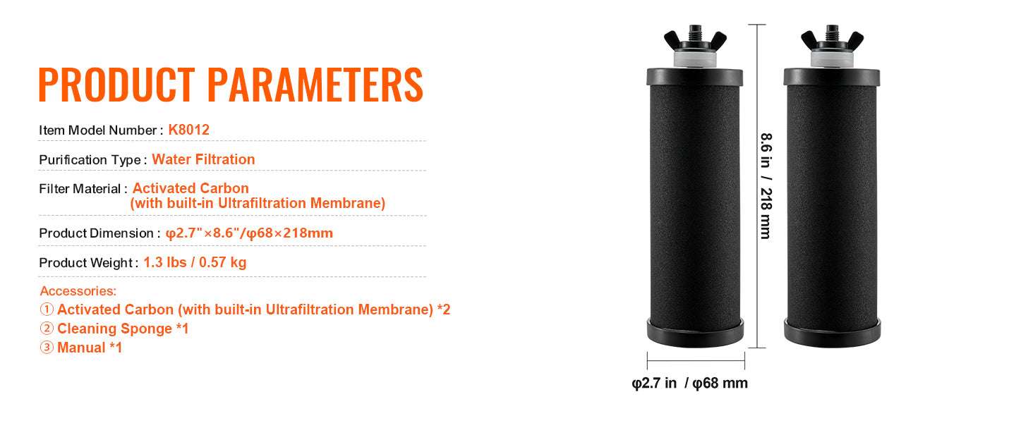 Gravity Water Filter Replacement Elements – 7000 Gallon Capacity-Fluoride / United States