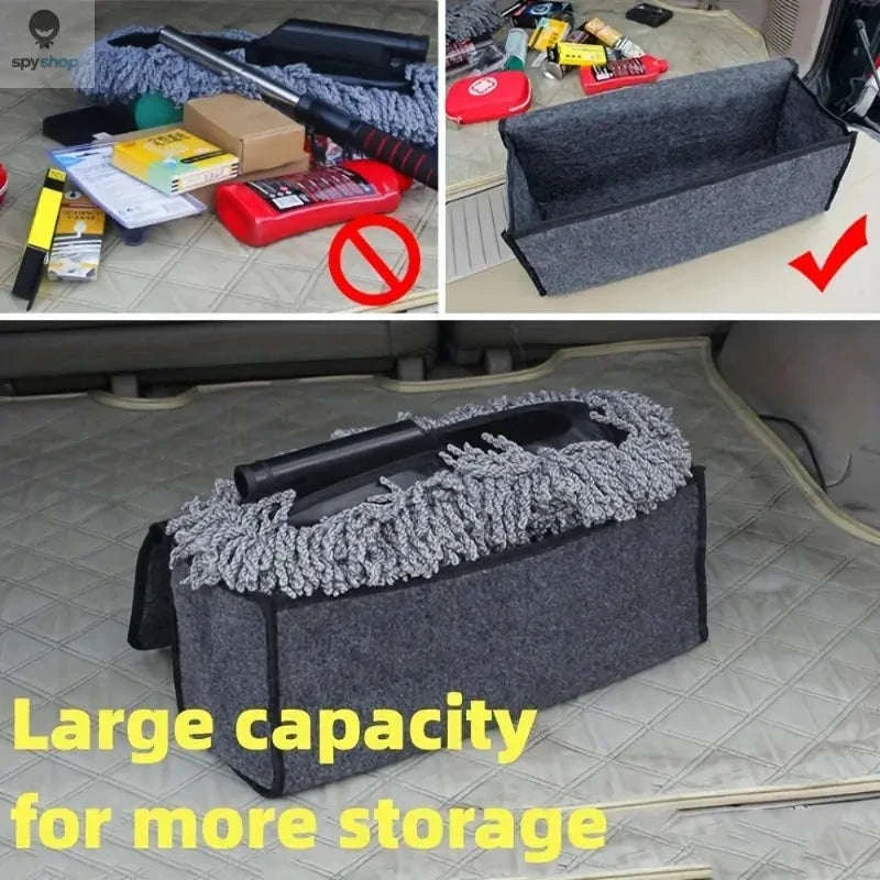 Gray Anti-Slip Car Trunk Organizer Box-Black-50-15-24cm