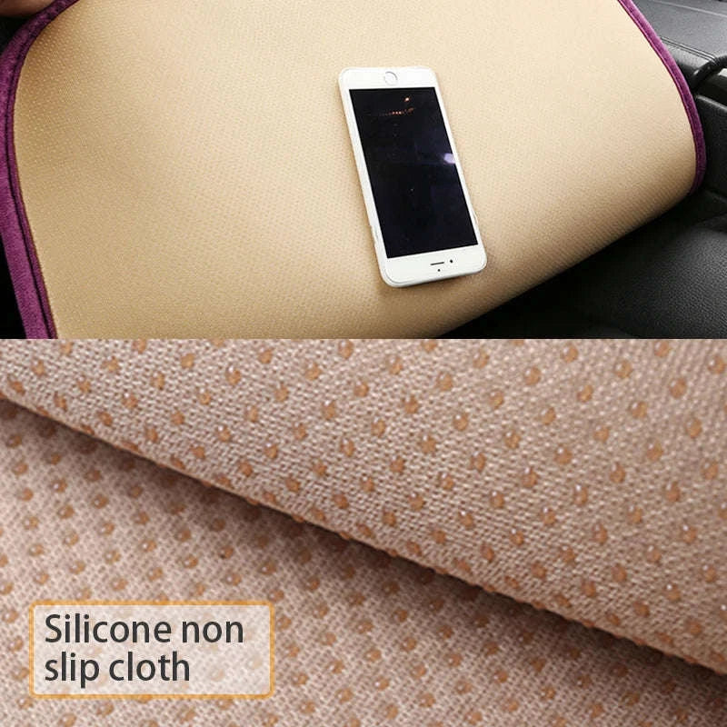Gray Ultra-Soft Plush Car Seat Cover-Black Rear 1pc