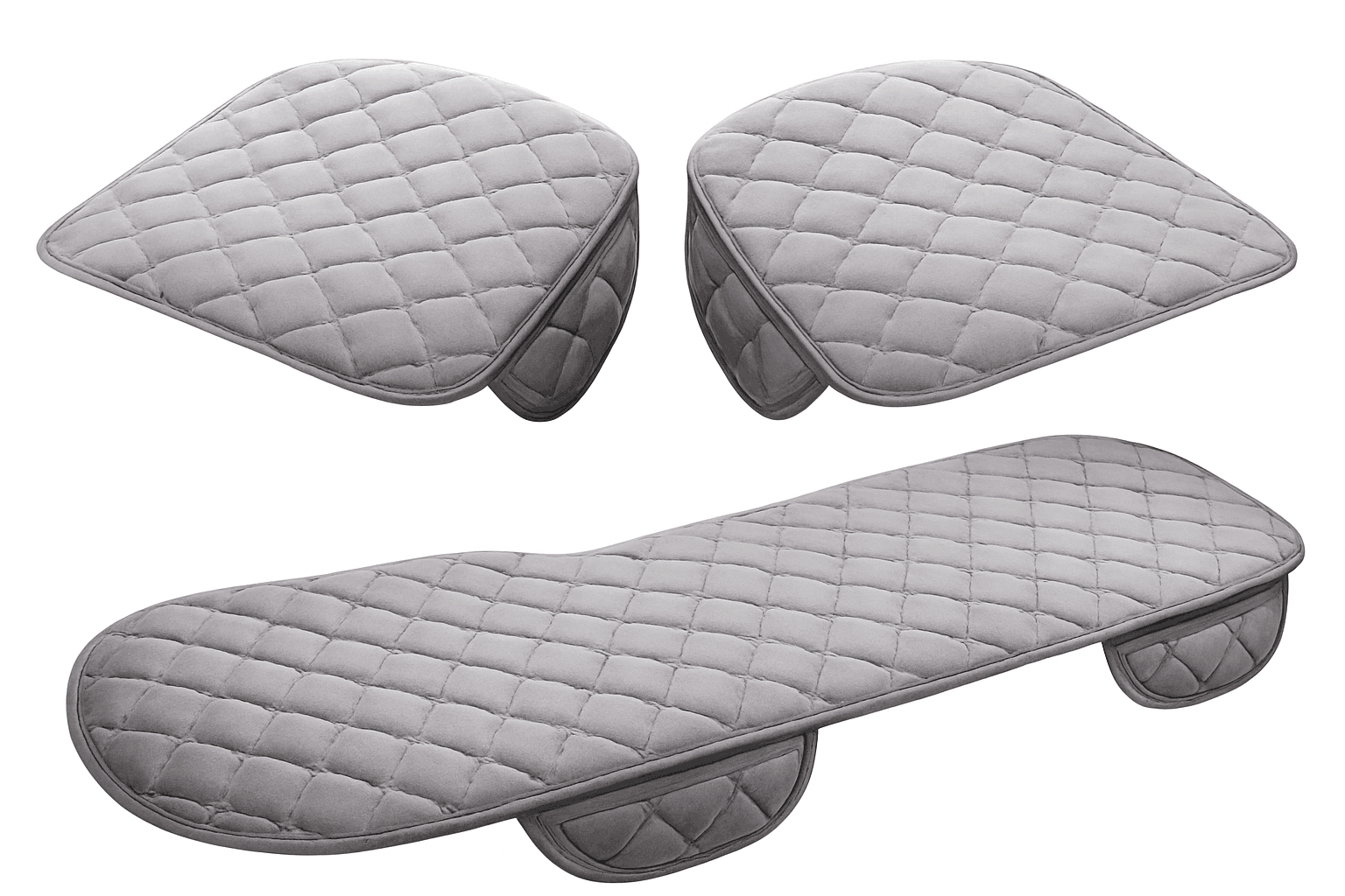 Gray Ultra-Soft Plush Car Seat Cover-Black Rear 1pc