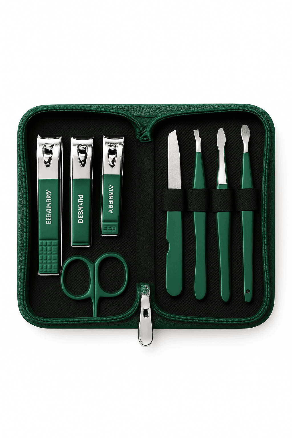 Green Manicure Set with Leather Case for Daily Grooming-18pcs set
