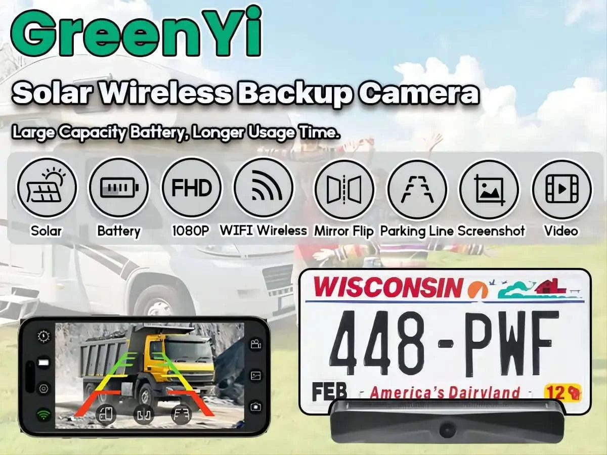 GreenYi Wireless Solar Reversing Camera-Default Title