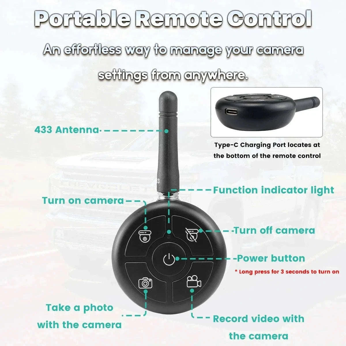 GreenYi Wireless Solar Reversing Camera with Wi‑Fi App Control-Default Title