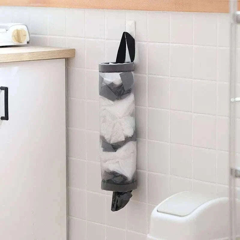 Grey Wall-Mounted Plastic Bag Dispenser for Kitchen Storage-1PC Grey