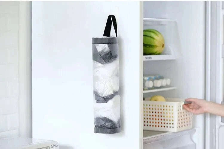 Grey Wall-Mounted Plastic Bag Dispenser for Kitchen Storage-1PC Grey