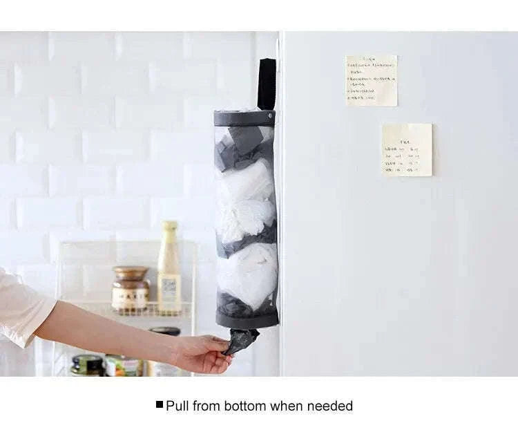 Grey Wall-Mounted Plastic Bag Dispenser for Kitchen Storage-1PC Grey