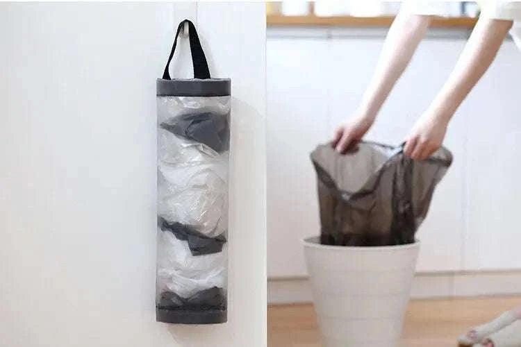 Grey Wall-Mounted Plastic Bag Dispenser for Kitchen Storage-1PC Grey