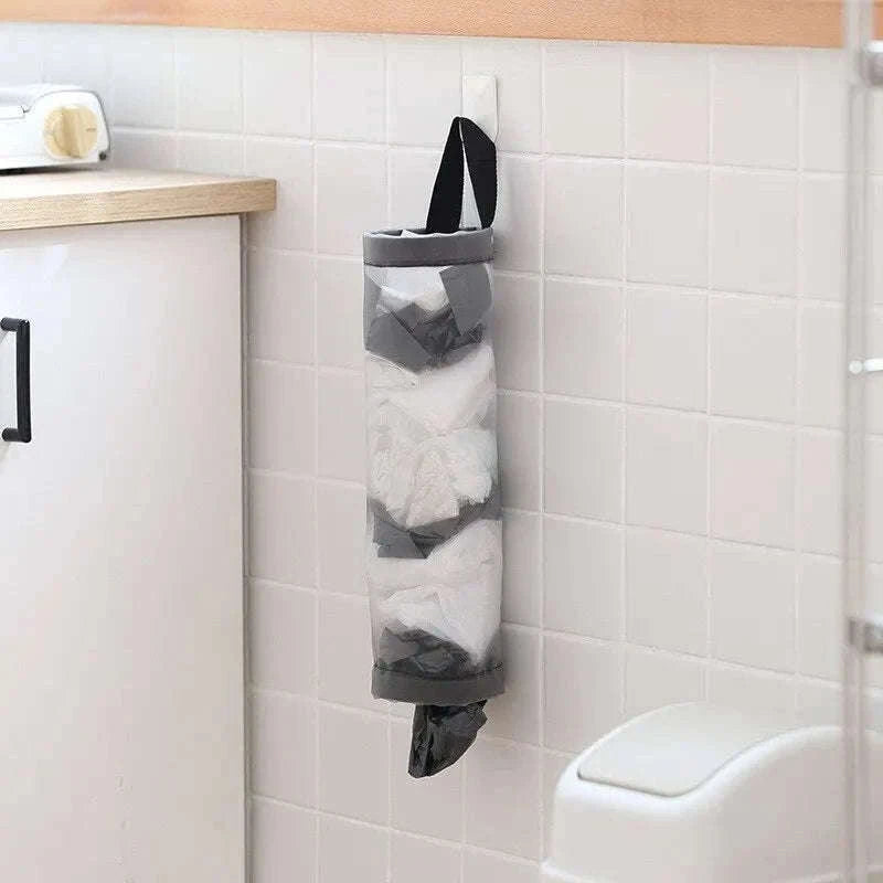 Grey Wall-Mounted Plastic Bag Dispenser for Kitchen Storage-1PC Grey