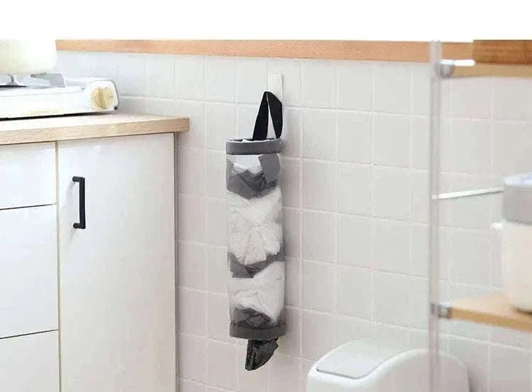 Grey Wall-Mounted Plastic Bag Dispenser for Kitchen Storage-1PC Grey