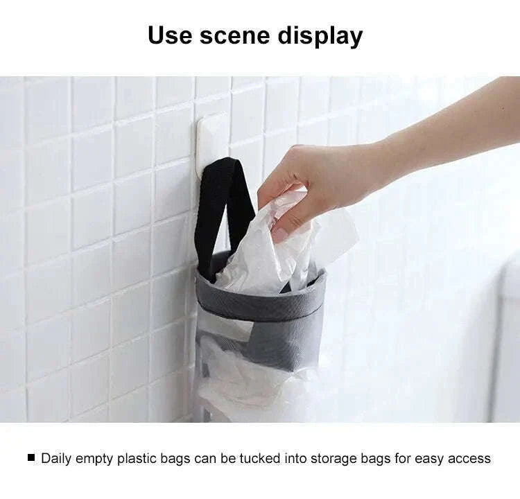 Grey Wall-Mounted Plastic Bag Dispenser for Kitchen Storage-1PC Grey