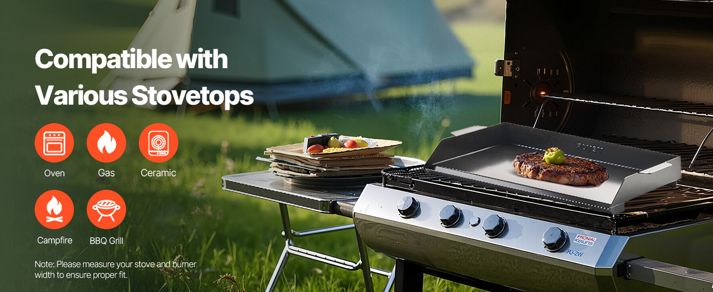 Grillplatta i kolstål för gasolgrill och spis