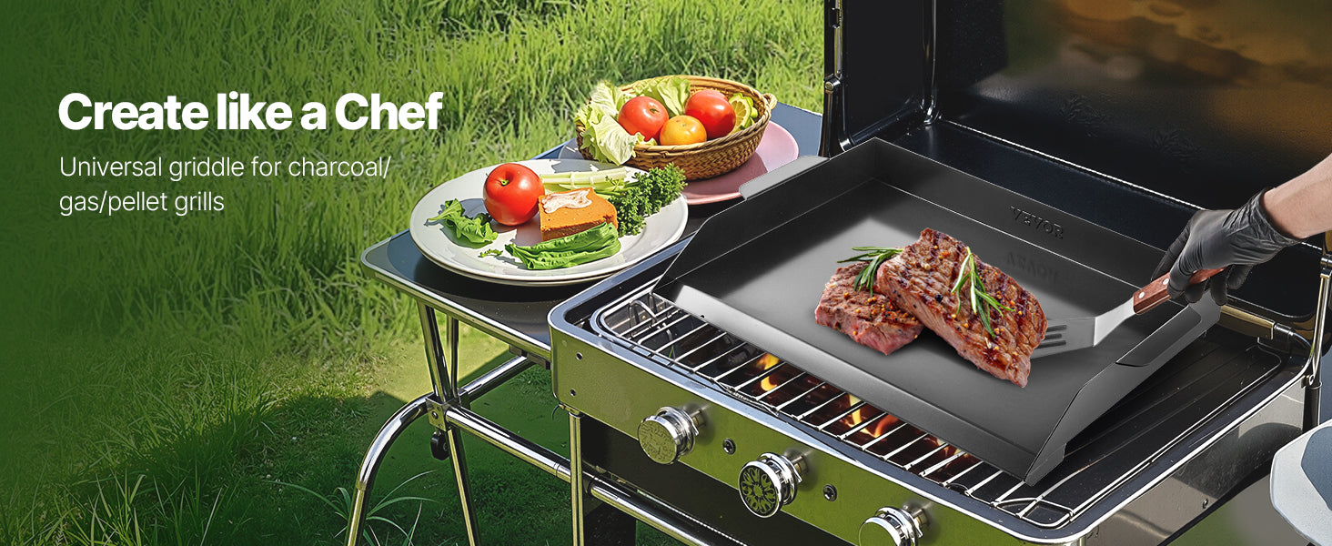 Grillplatta i kolstål för gasolgrill och spis