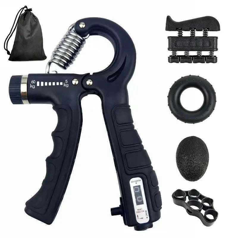 Grip Strength Trainer Kit for Muscle Building and Rehabilitation-5pcs set-black