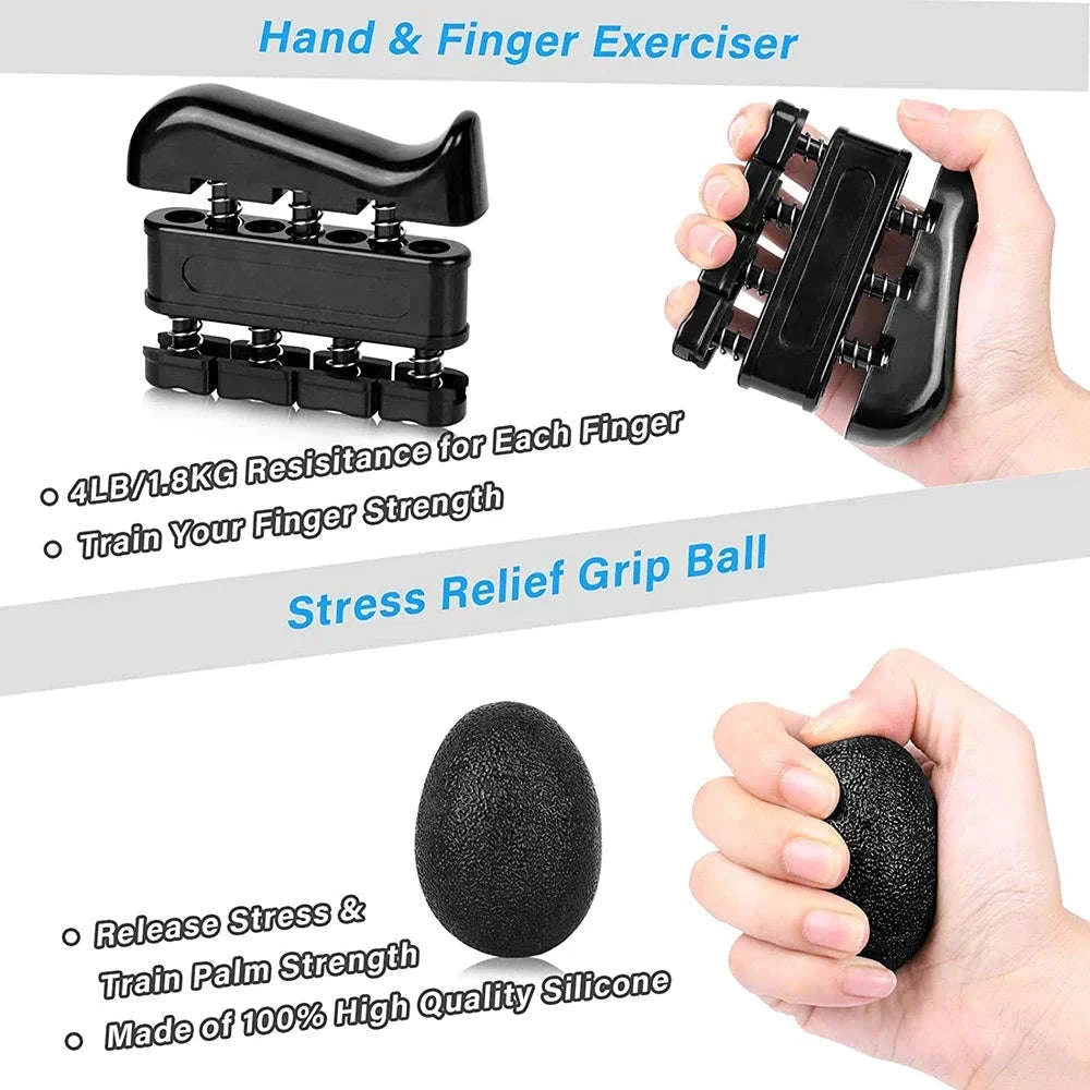 Grip Strength Trainer Kit for Muscle Building and Rehabilitation-5pcs set-black