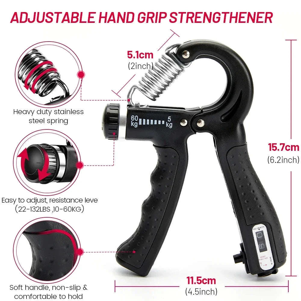 Grip Strength Trainer Kit for Muscle Building and Rehabilitation-5pcs set-black