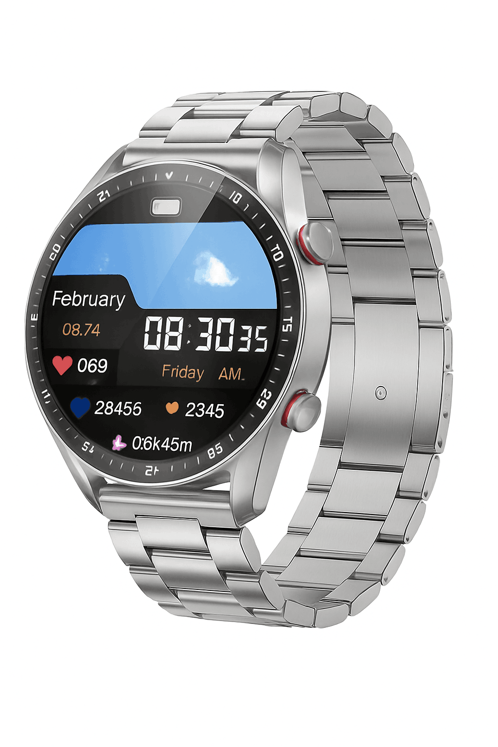 GT Series 1.53" IPS Fitness Tracker Smart Watch-steel strip black