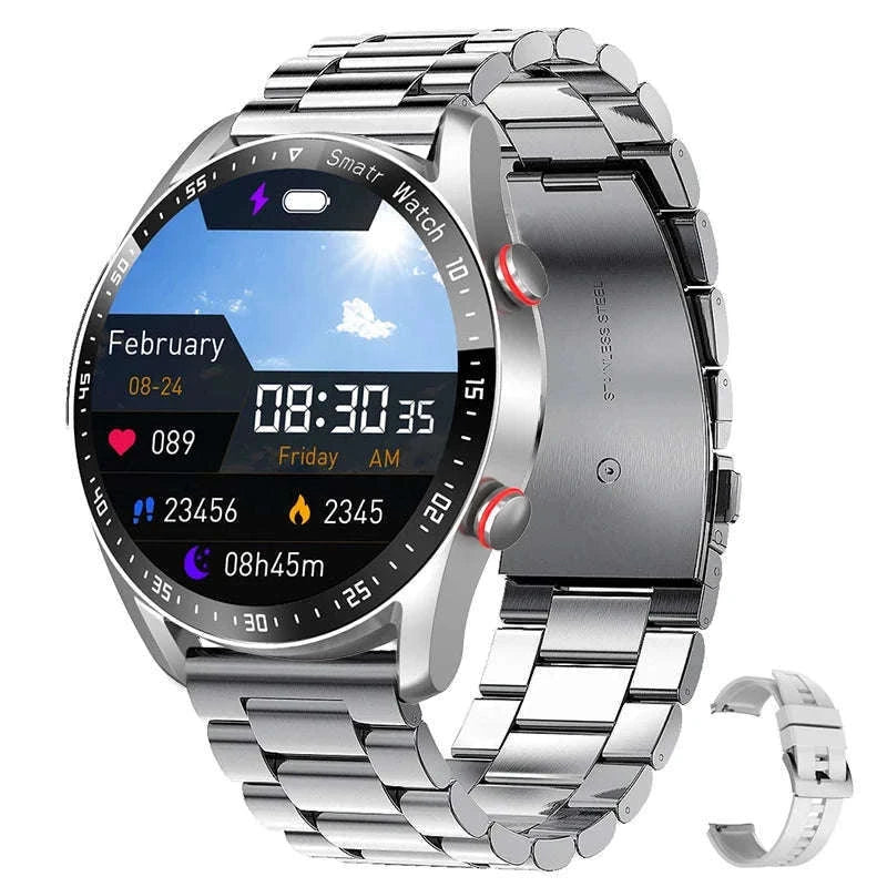 GT Series 1.53" IPS Fitness Tracker Smart Watch-steel strip black