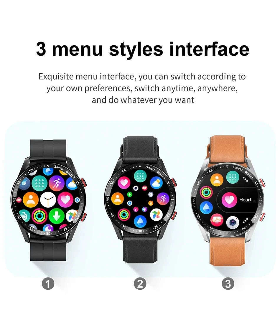 GT Series 1.53" IPS Fitness Tracker Smart Watch-steel strip black