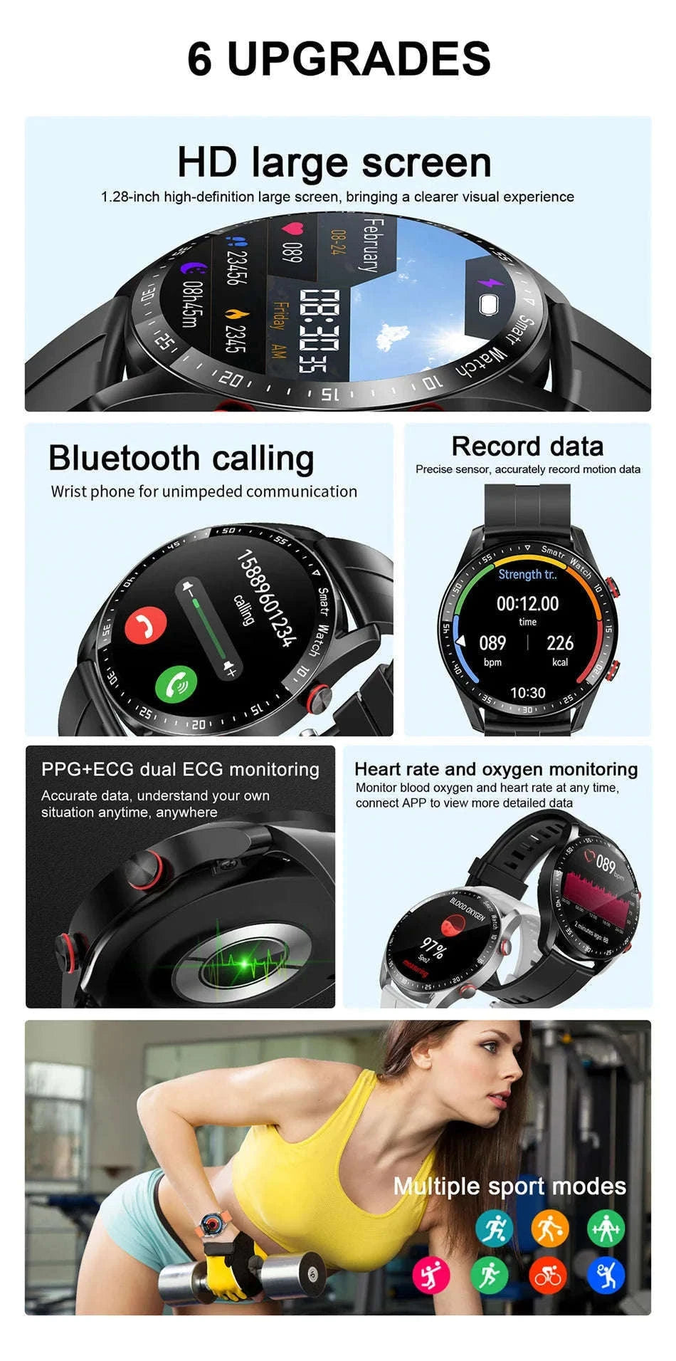 GT Series 1.53" IPS Fitness Tracker Smart Watch-steel strip black