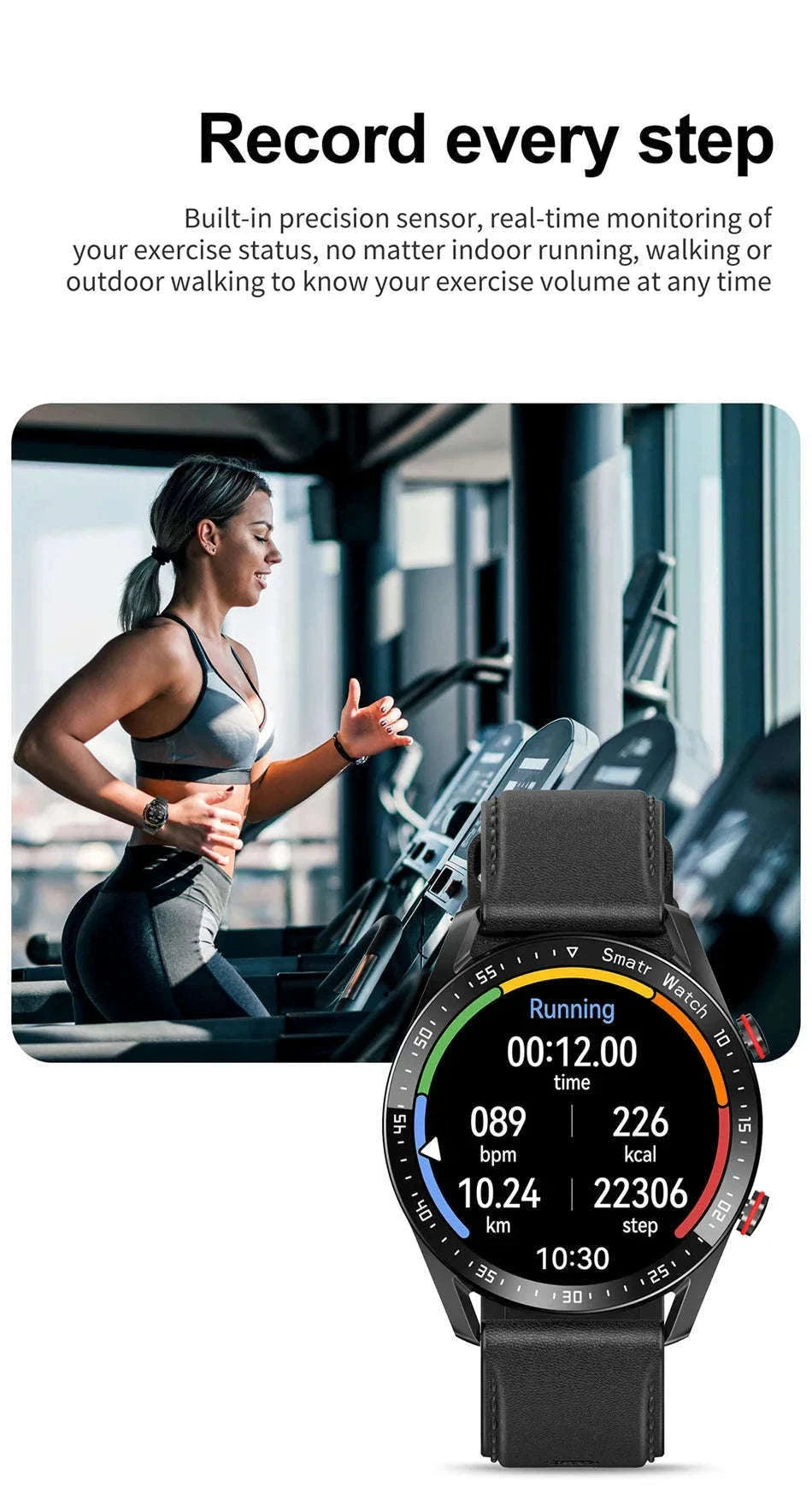 GT Series 1.53" IPS Fitness Tracker Smart Watch-steel strip black