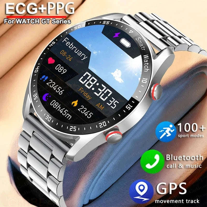 GT Series 1.53" IPS Fitness Tracker Smart Watch-steel strip black