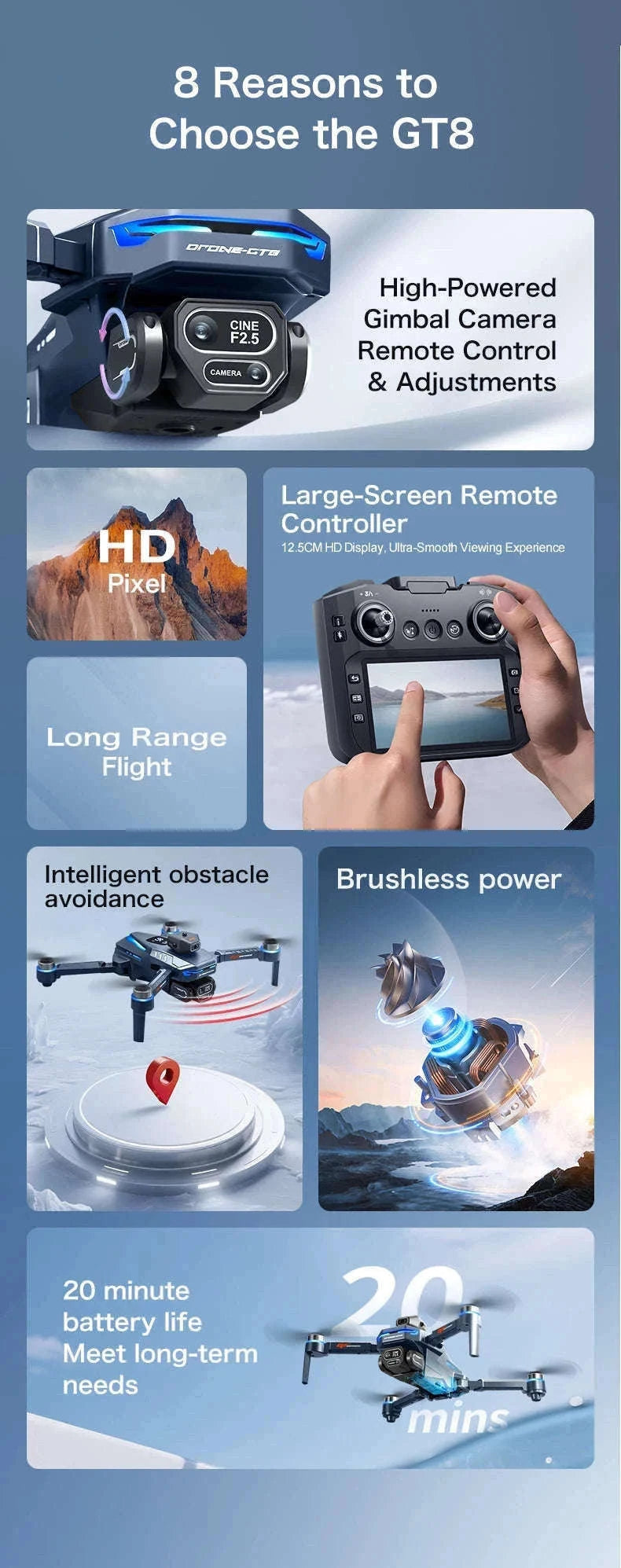 GT8 Drone with 8K Dual Cameras and Screen Remote-GT8 8K - VR - Pad / China Mainland