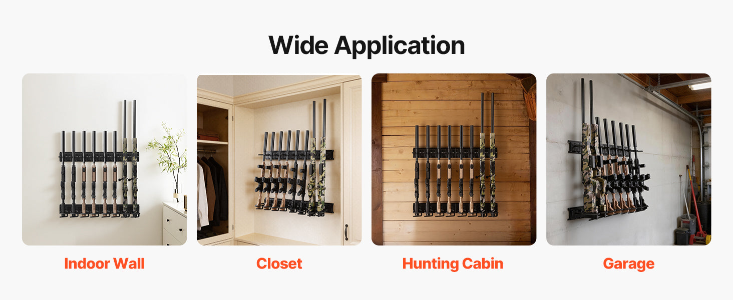 SucceBuy Indoor Steel Gun Rack 8 Slots for Long Guns Gun Display Rifle Storage Holder with Screws for Home Garage Retail Shop