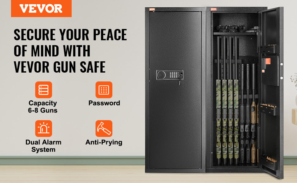 Rifle Gun Safe with Digital Keypad Lock and Removable Shelf