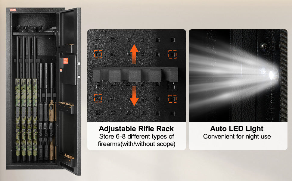 Rifle Gun Safe with Digital Keypad Lock and Removable Shelf
