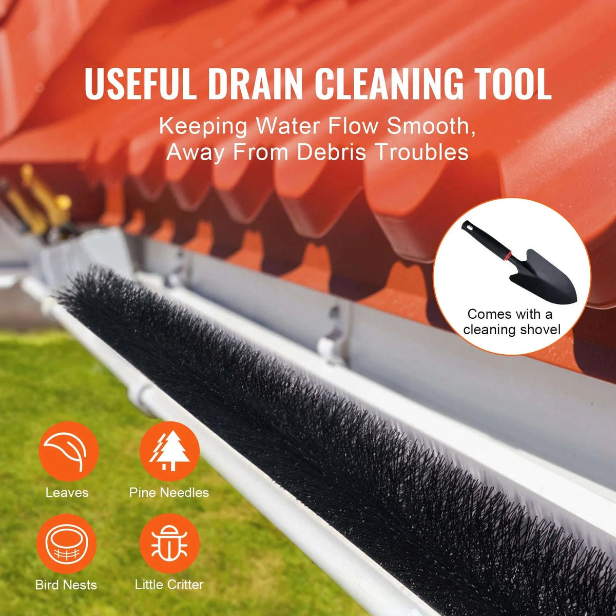 Gutter Brush 30 Ft Total Length 4.33 in Diameter Leaf Guard-4.33in510pc15ft / CZECH REPUBLIC