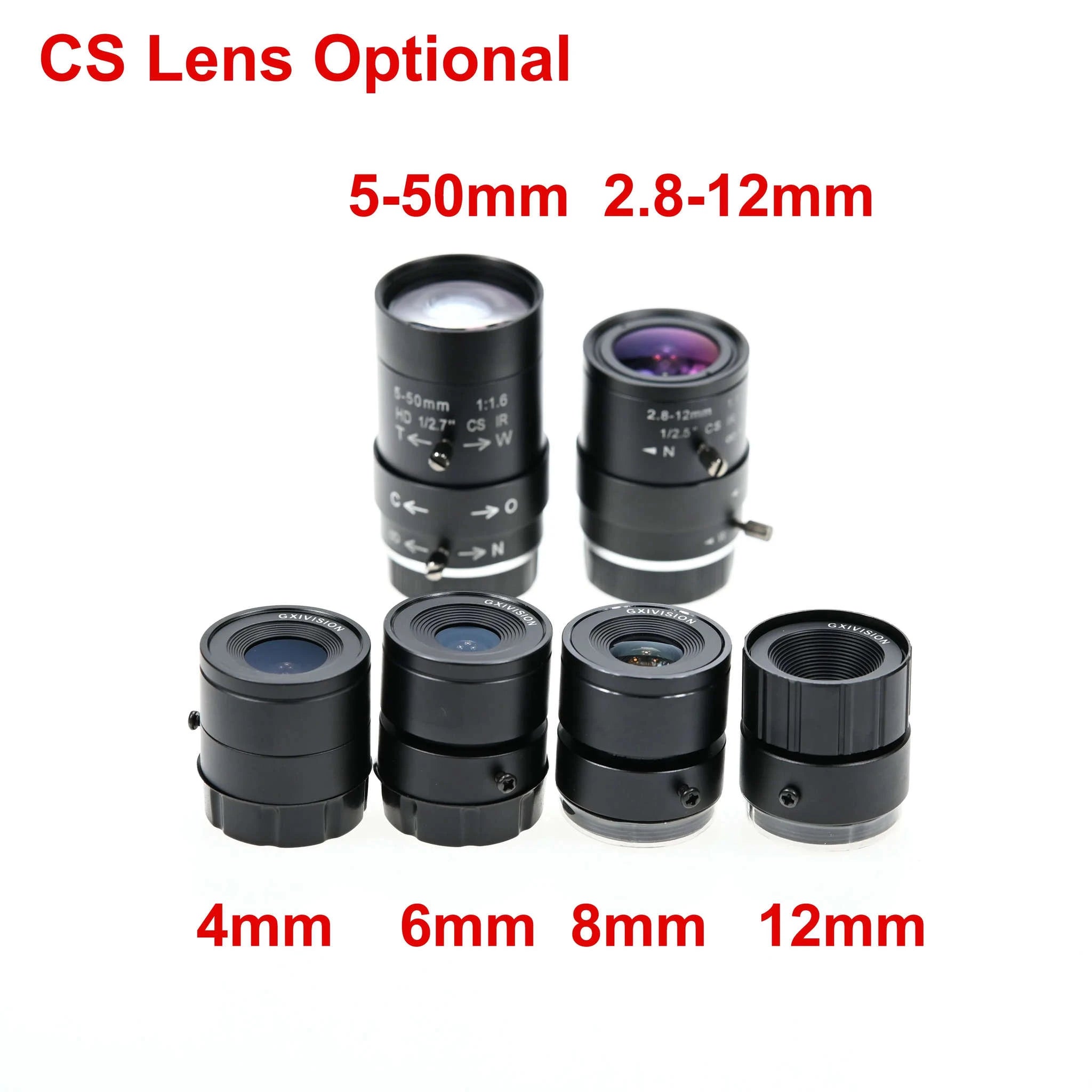 GXIVISION USB Camera 1080P 60fps with Varifocal CS Lens-12mm Fixed Focus