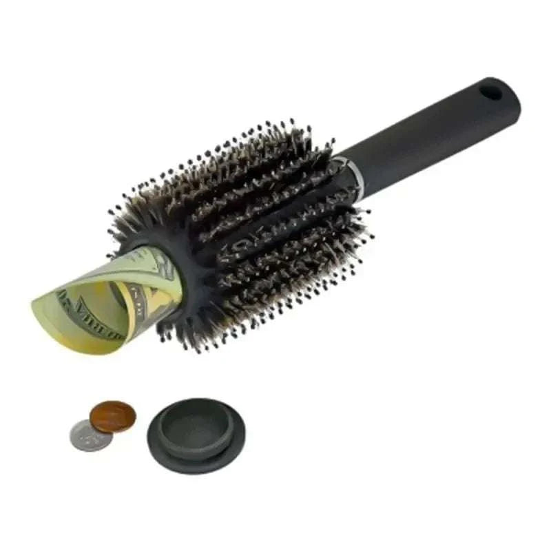 Hair Brush with Hidden Compartment Stash Safe for Travel-black