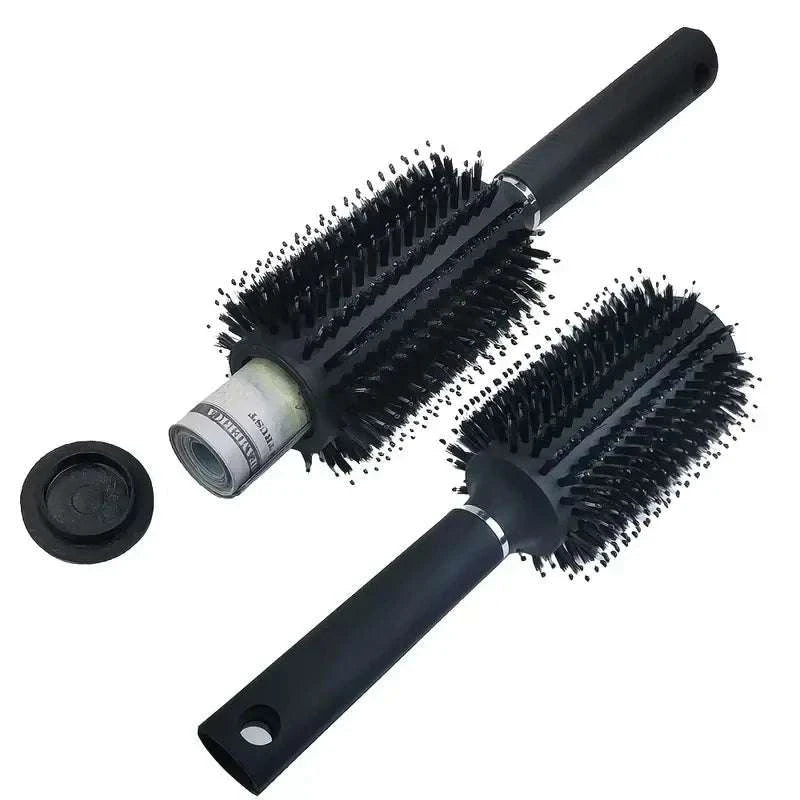 Hair Brush with Hidden Compartment Stash Safe for Travel-black