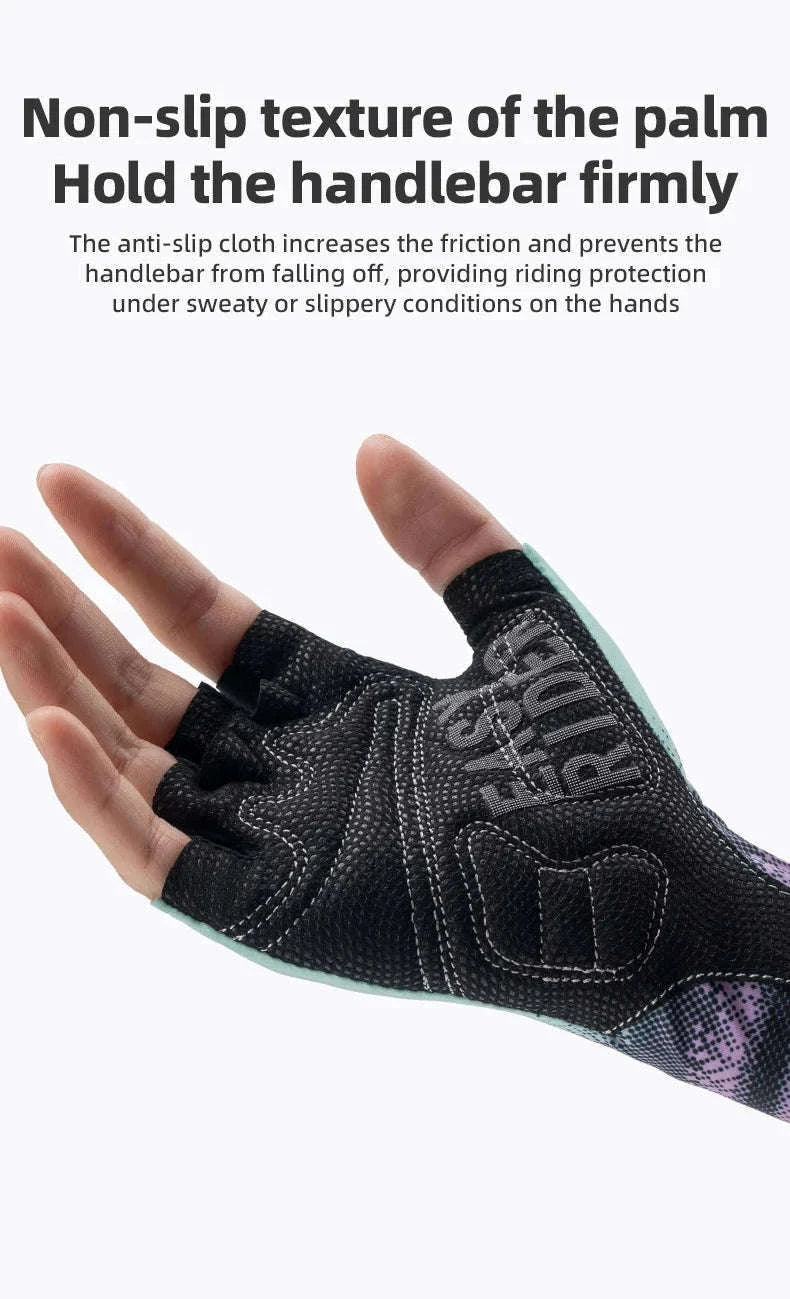 Half Finger Cycling Gloves for Women Shock Absorbing Breathable-S370-GN / XL