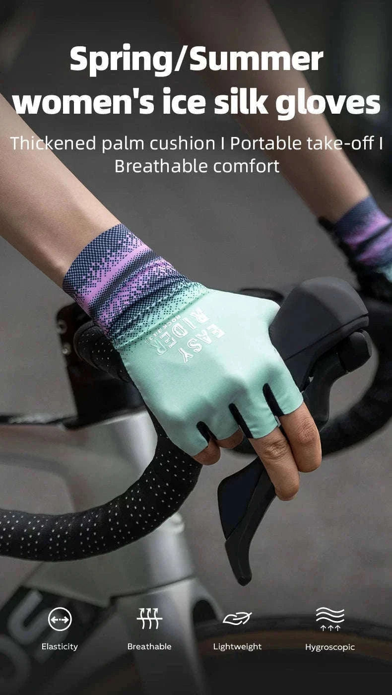 Half Finger Cycling Gloves for Women Shock Absorbing Breathable-S370-GN / XL