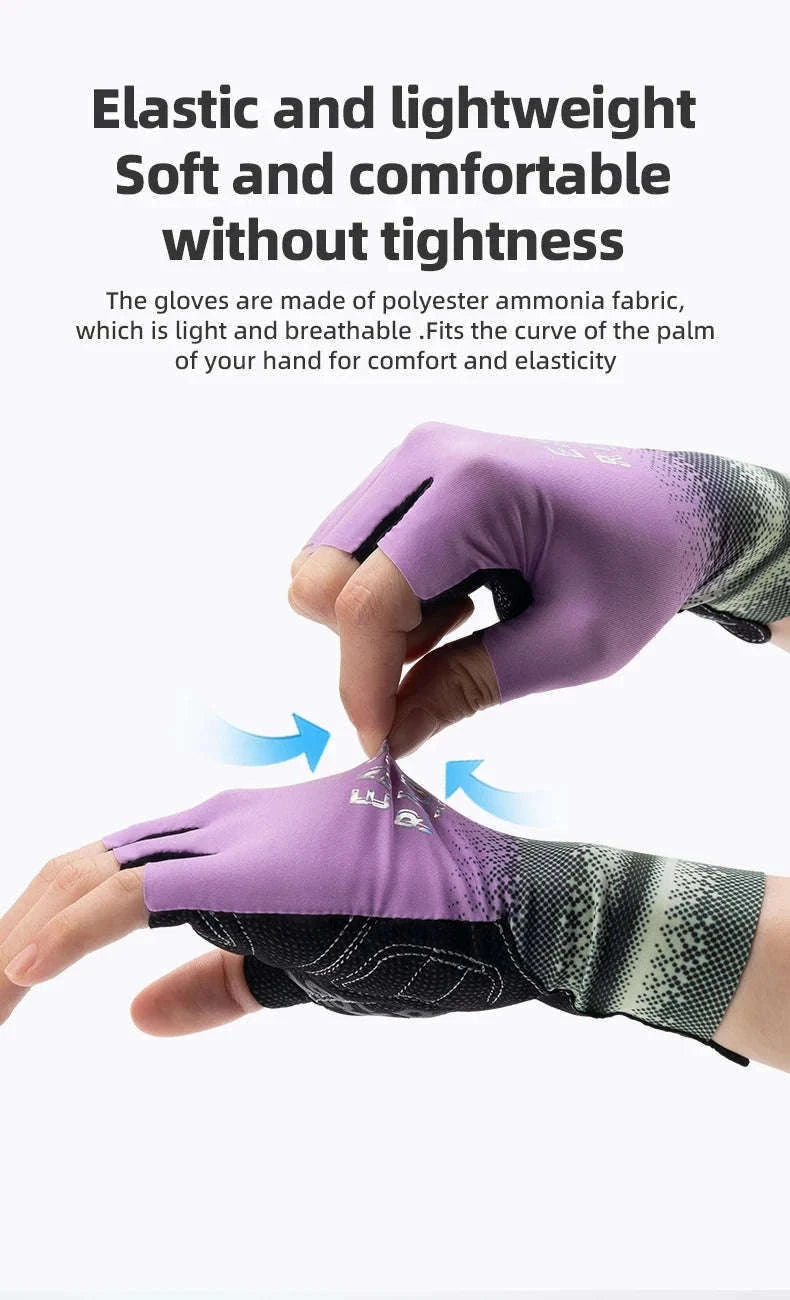 Half Finger Cycling Gloves for Women Shock Absorbing Breathable-S370-GN / XL