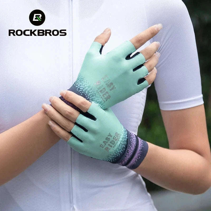 Half Finger Cycling Gloves for Women Shock Absorbing Breathable-S370-GN / XL