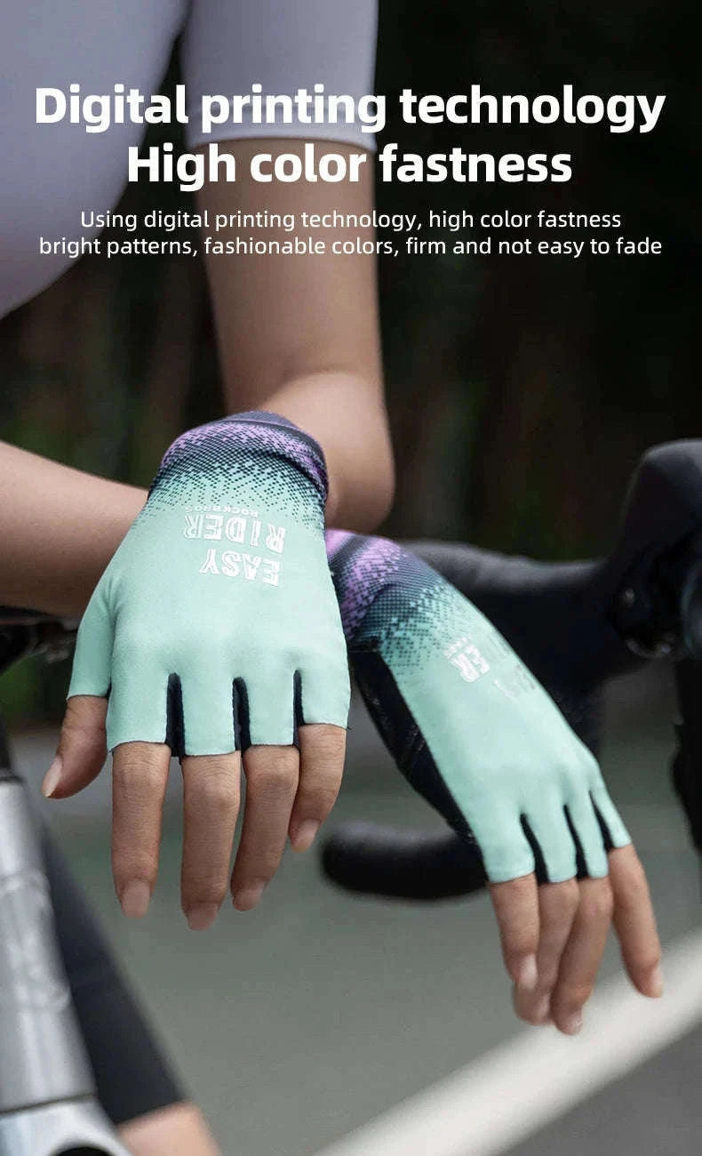 Half Finger Cycling Gloves for Women Shock Absorbing Breathable-S370-GN / XL