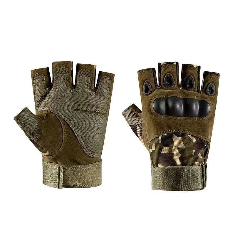 Half Finger Tactical Gloves for Cycling, Shooting & Outdoor Use-camouflage / M